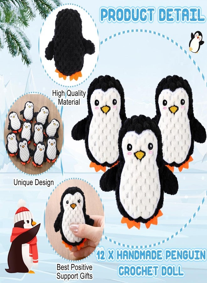 RoundFunny 6 Sets Mini Penguin Inspirational Gifts, Handmade Crochet Animals Employee Appreciation Gifts Cute Emotional Gift for Valentines Day Coworker Staff Office - Image 2